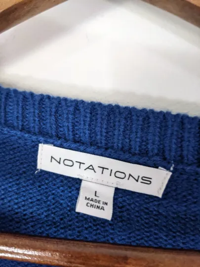 NWT Notations Christmas Holiday Ugly Sweater Womens Blue Polar Bear Snow Size L