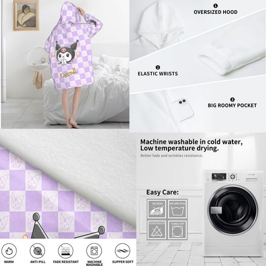 Cute Sanrio Kuromi Blanket Hoodie