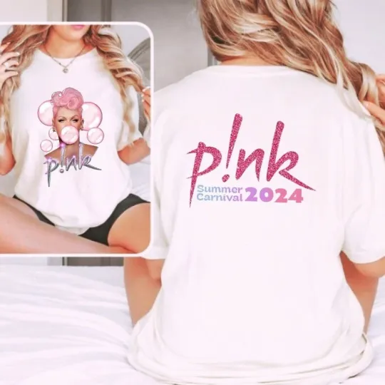 Pink Tour Tshirt. Concert t shirt for the Summer Carnival tour 2024