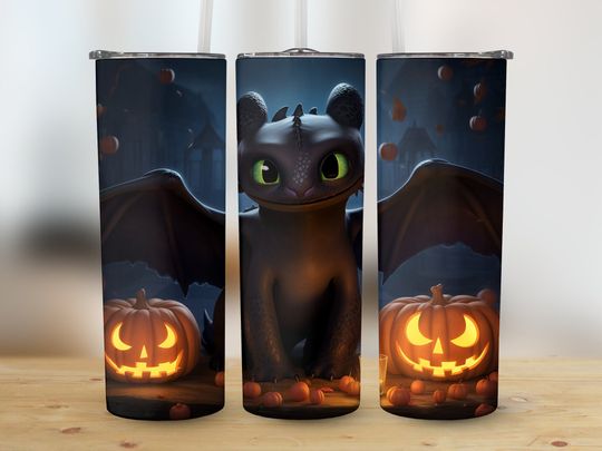 Toothless Halloween Tumbler Wrap Bundle 20 oz Skinny Sublimation Toothless