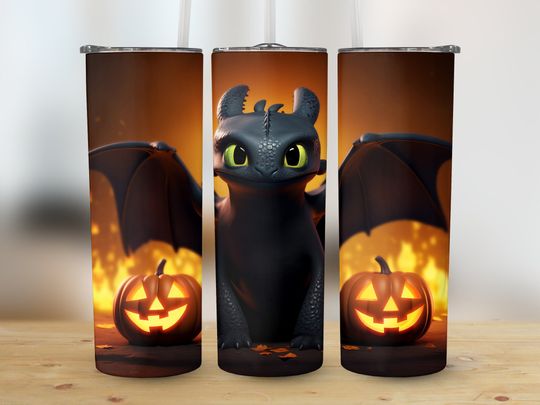Toothless Halloween Tumbler Wrap Bundle 20 oz Skinny Sublimation Toothless