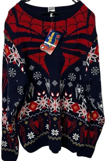 Marvel Spider Man Christmas Ugly Sweater Jumper Size XL - NEW - NWT