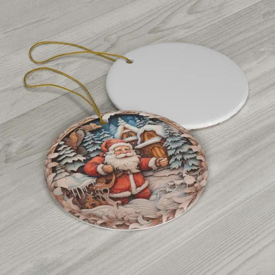 Beautiful Santa Christmas Ceramic Ornament