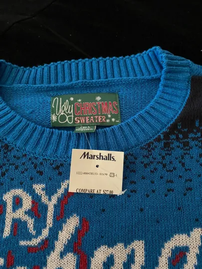 UGLY CHRISTMAS SWEATER MEN'S/YOUNG MENS XL MERRY FISHMAS NWT