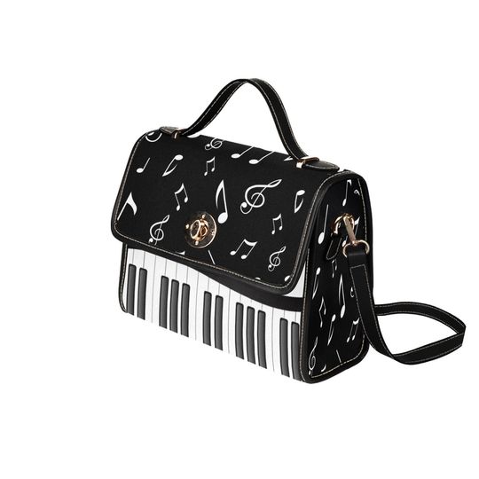 Piano Keys Lock bag (black shoulder strap, black edging)