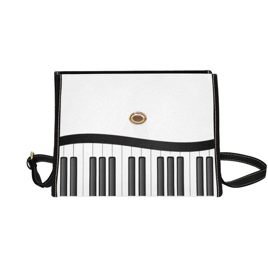 Piano Keys Lock bag (black shoulder strap, black edging)