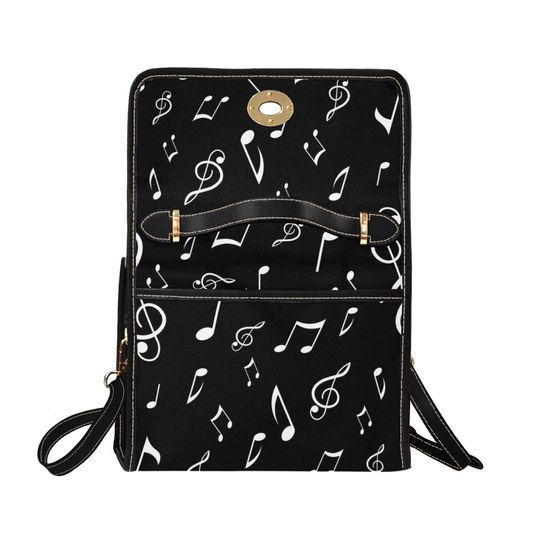 Piano Keys Lock bag (black shoulder strap, black edging)