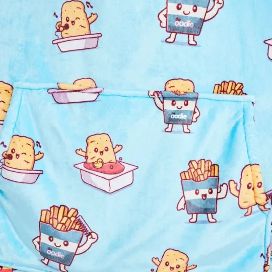 Chicken Nuggets & Fries Blue Oversized Blanket Hoodie One Size