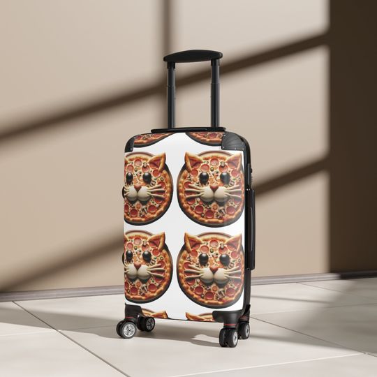 Cat Face Pizza Suitcase Luggage