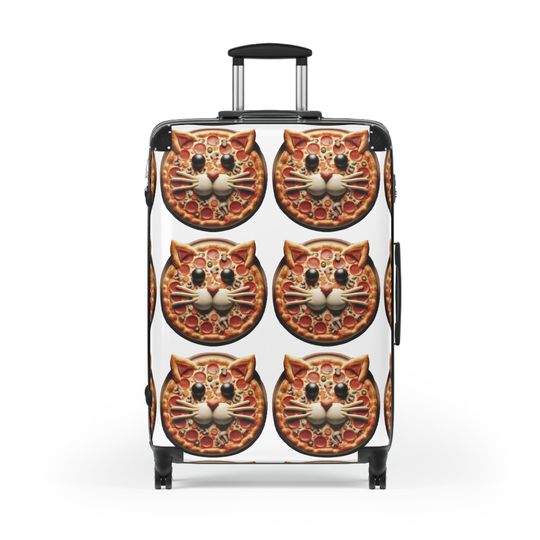 Cat Face Pizza Suitcase Luggage
