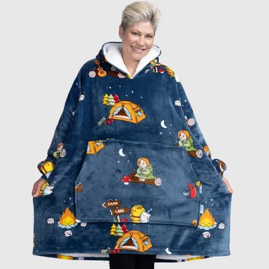 Camping Oversized Blanket Hoodie One Size