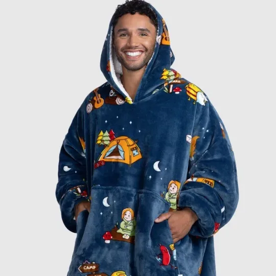 Camping Oversized Blanket Hoodie One Size
