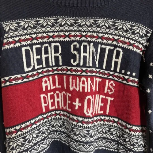 Jingles & Joy Ugly Sweater Wool Blend Unisex All I Want Is Peace & Quiet