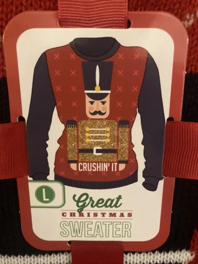Nutcracker Long Sleeve Pullover Knit Ugly Christmas Sweater Size L
