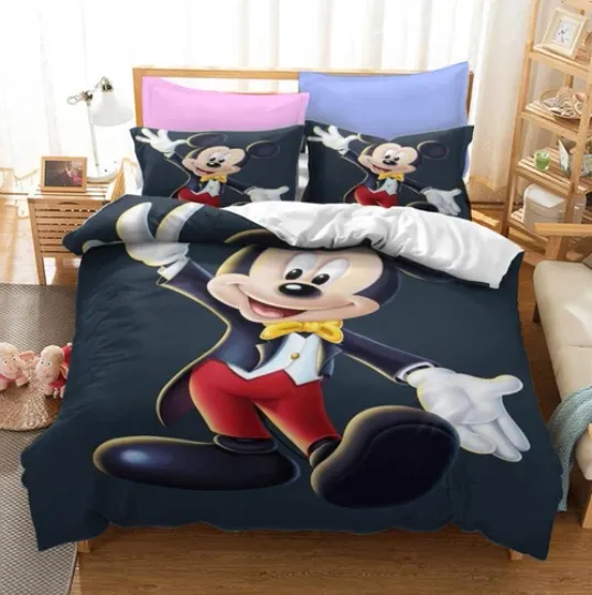Mickey Quilt Duvet Cover Doona Set Pillowcase Single Double Queen King Size Bed