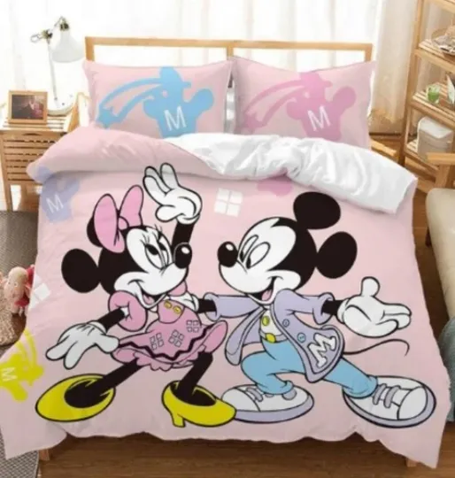 Mickey Quilt Duvet Cover Doona Set Pillowcase Single Double Queen King Size Bed