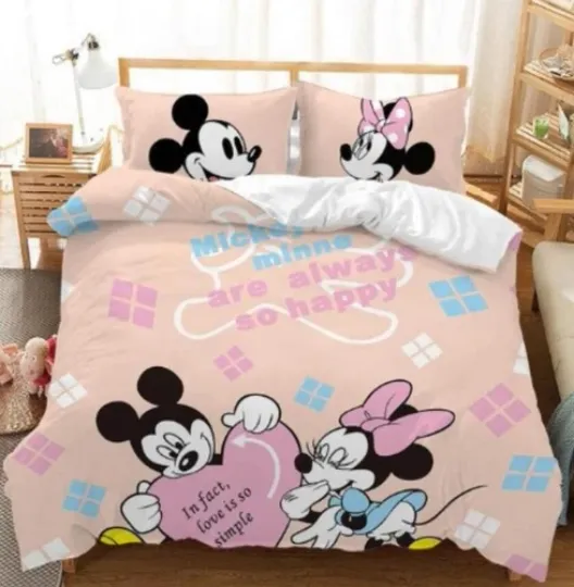 Mickey Quilt Duvet Cover Doona Set Pillowcase Single Double Queen King Size Bed