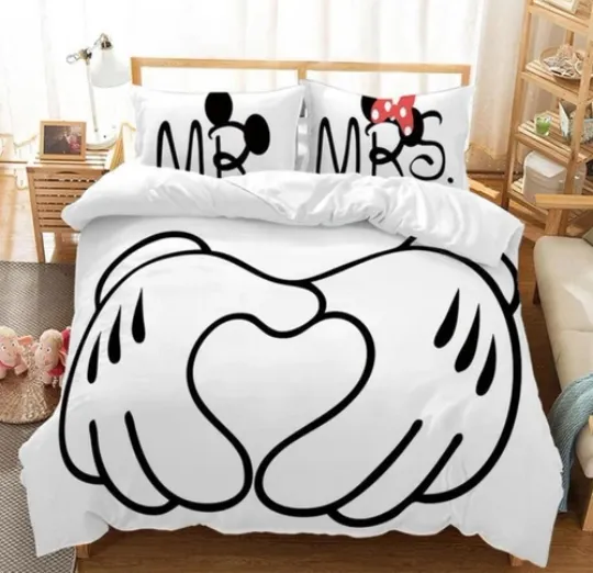Mickey Quilt Duvet Cover Doona Set Pillowcase Single Double Queen King Size Bed