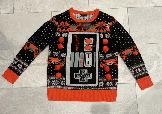 Nintendo NES Controller Adult Small Ugly Christmas Sweater Keep It Classic NWTs!