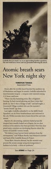 god zilla Poster | Vintage Wall Art | Retro Decor | Newspaper Print