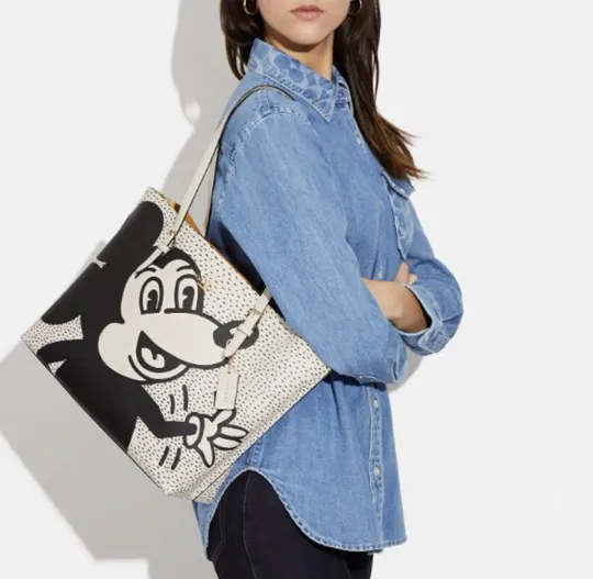 NWT COACH DISNEY X MOLLIE MICKEY TOTE BAG CHALK