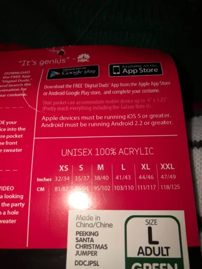 Adult Morph Digital Dudz  Santa Ugly Christmas Sweater Unisex Large NEW