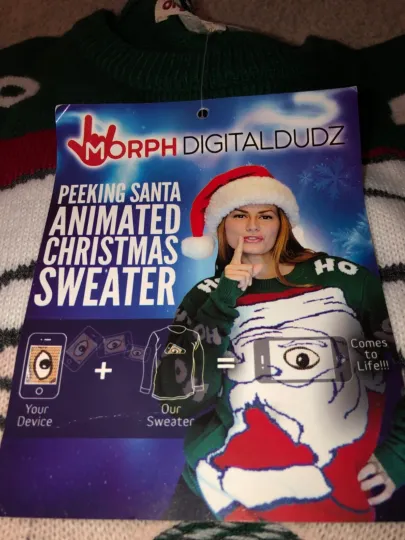 Adult Morph Digital Dudz  Santa Ugly Christmas Sweater Unisex Large NEW