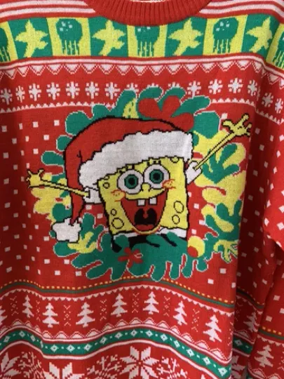 NEW Nick 90s Spongebob Squarepants Mens Ugly Christmas Sweater Size Medium