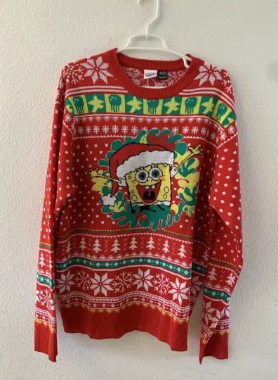 NEW Nick 90s Spongebob Squarepants Mens Ugly Christmas Sweater Size Medium