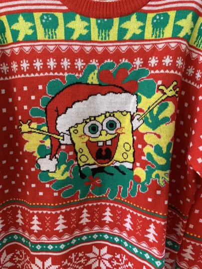 NEW Nick 90s Spongebob Squarepants Mens Ugly Christmas Sweater Size Medium