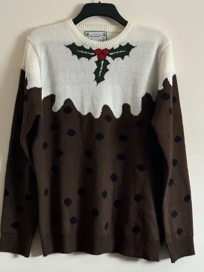 Christmas Pudding Men’s Jumper Sweater Ugly Funny Dinner Party Primark Large NEW