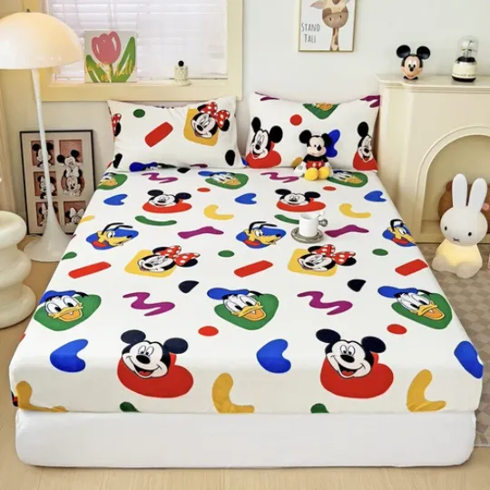 Disney Characters Fitted Sheet Set Bedding Decor/Customizable Single/Double Size