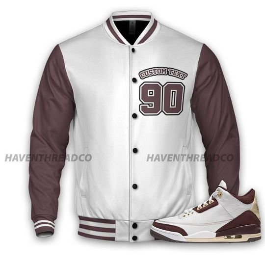 AJ 3 Burgundy Crush Unisex Varsity Jacket, Good Things Varsity Custom, Custom Baseball Jacket