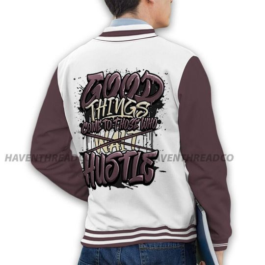 AJ 3 Burgundy Crush Unisex Varsity Jacket, Good Things Varsity Custom, Custom Baseball Jacket