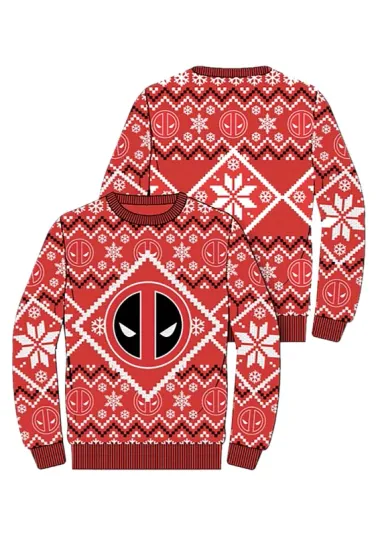 Deadpool Ugly Christmas Sweater, scarf & winter hat