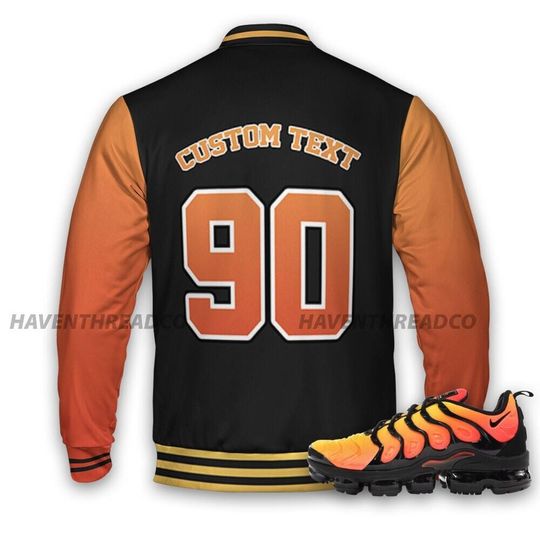 VaporMax Crimson Total Orange Plus Unisex Varsity Jacket, God Got Me Varsity Custom, Custom Baseball Jacket