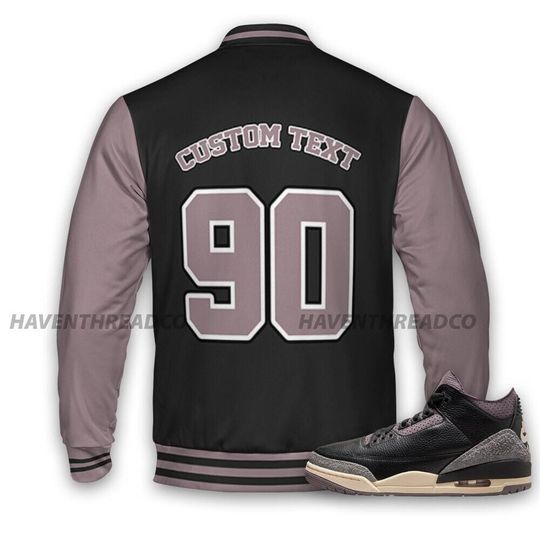 AJ 3 Black Violet Ore Unisex Varsity Jacket, God Got Me Varsity Custom, Custom Baseball Jacket