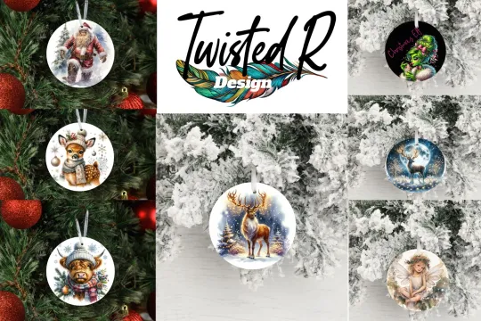 Western Small Town Christmas Ceramic Ornament