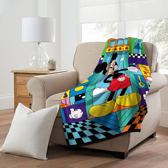 Northwest Mickey Mouse Micro Raschel Throw Blanket, 46" x 60", Funhouse Games