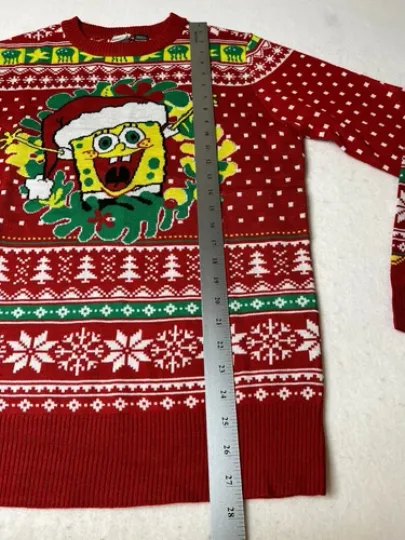Spongebob Squarepants Ugly Christmas Sweater Mens Medium red yellow xmas