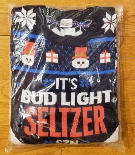 BUD LIGHT Ugly Christmas Holiday Sweater PROMO NEW SEALED Med RARE!