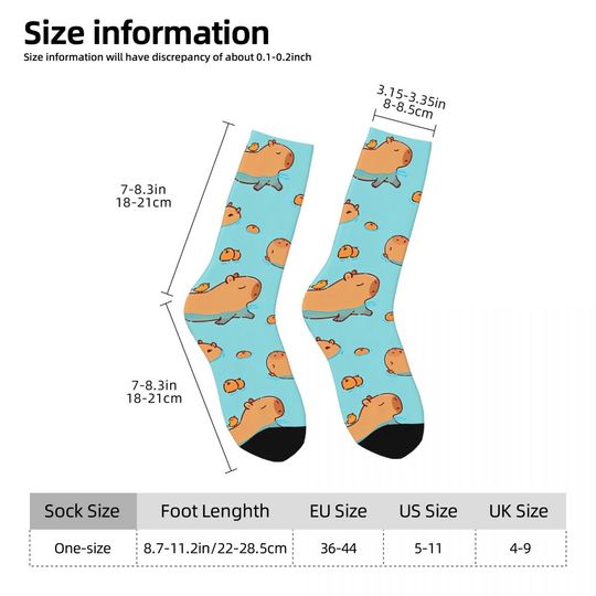 Capybara Pattern Swimming With Oranges Men's Socks Retro Harajuku Street Style Novelty Pattern Crew Sock