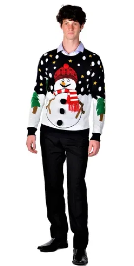 RWB Slim Fit Ugly Christmas Sweaters Santa Snowman X-Large Navy