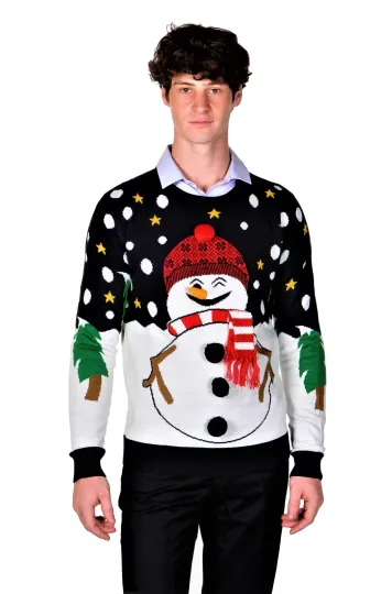 RWB Slim Fit Ugly Christmas Sweaters Santa Snowman X-Large Navy