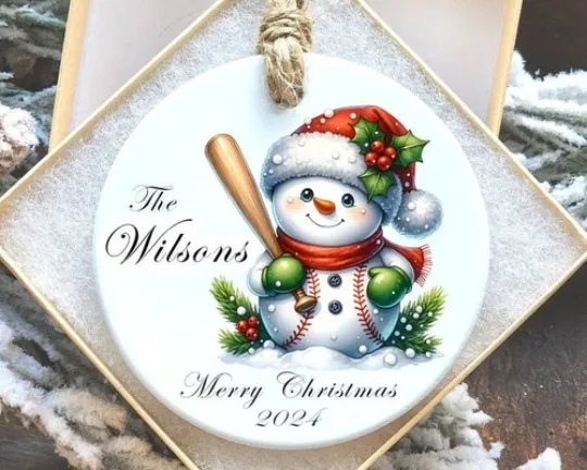 Christmas Baseball Ornament for Him, Baseball Player Personalized  Ornament