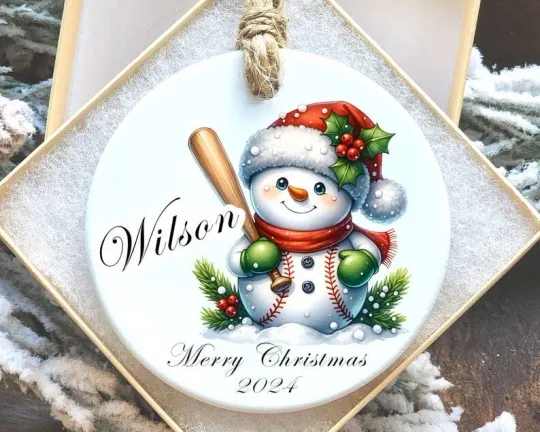Christmas Baseball Ornament for Him, Baseball Player Personalized  Ornament