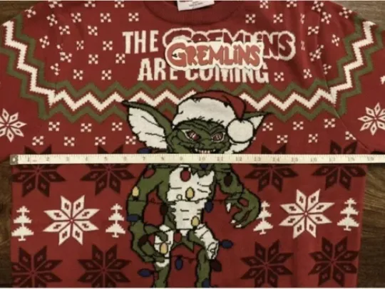 Small 38" chest Gremlins Christmas Xmas jumper sweater by Warner Bros