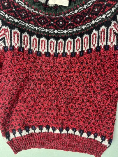 Woolrich Vintage Ugly Christmas Wool Icelandic Red Pullover Sweater Large NWT