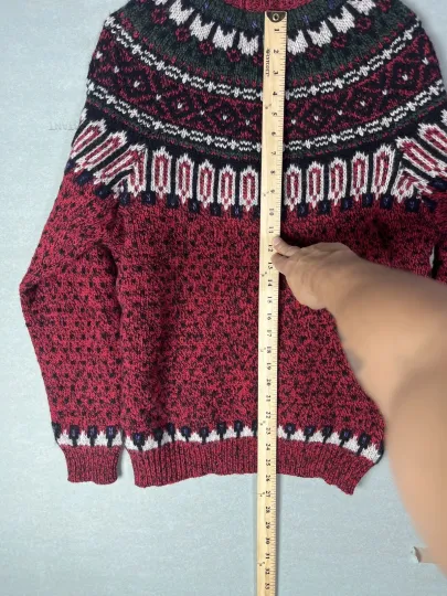 Woolrich Vintage Ugly Christmas Wool Icelandic Red Pullover Sweater Large NWT