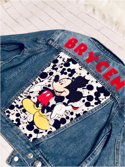 Mickey Mouse Women's Denim Jacket, Custom Denim Jacket, Disney Women's Clothes, Customized Jacket